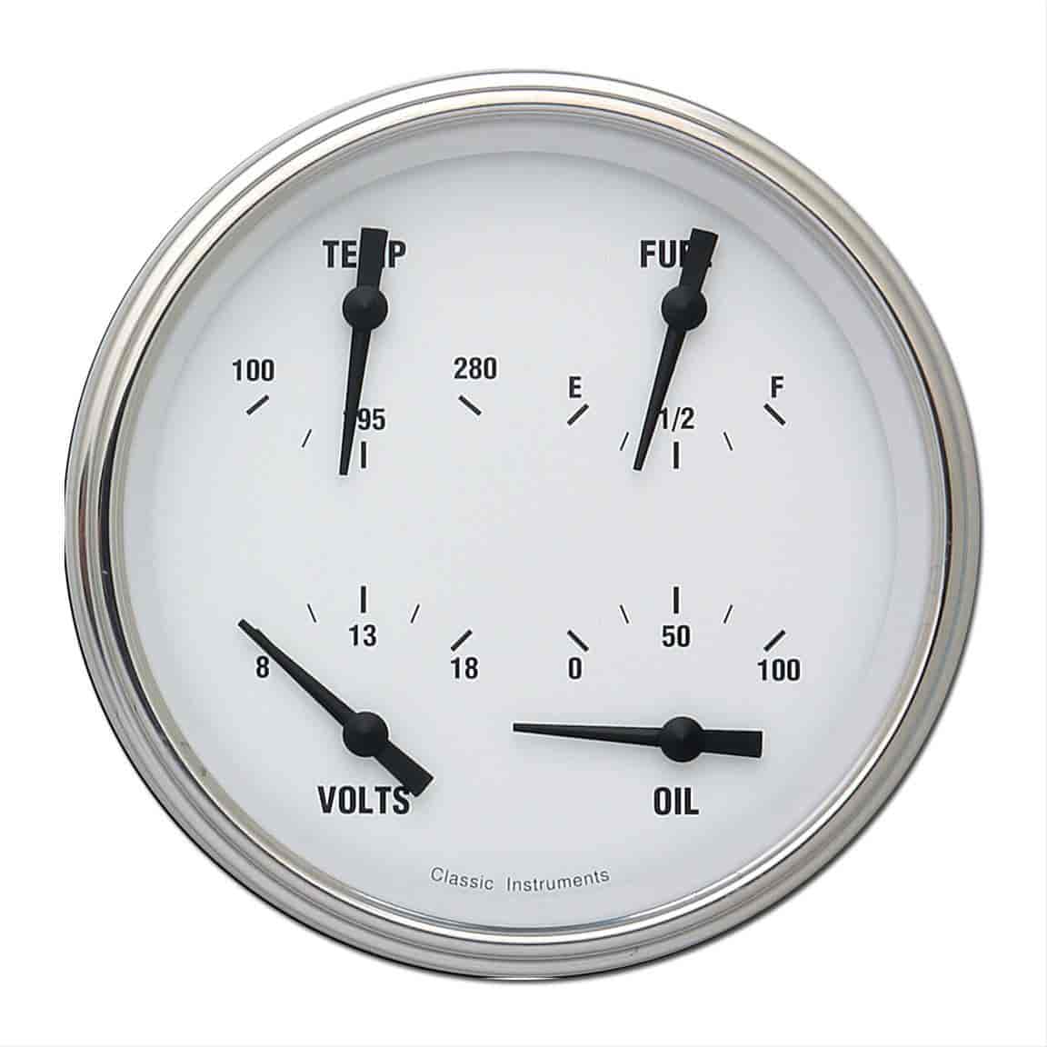 White Hot Series Quad Gauge 4-5/8" Electrical Includes: