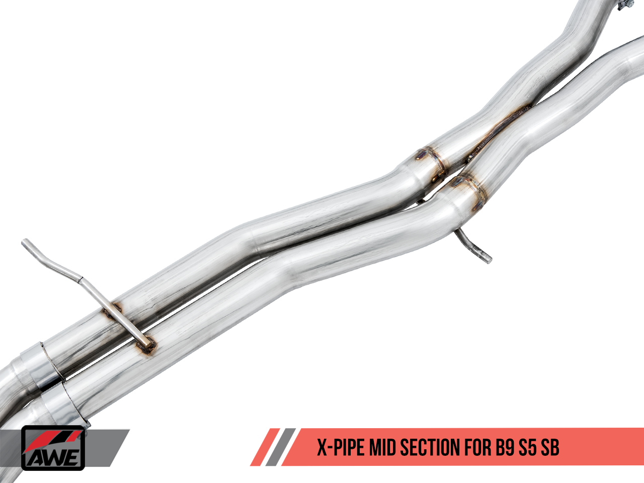 Non-Res Track Exhaust for Audi B9 S5 Sportback - Non-Resonated - Chrome Silver 90mm Tips