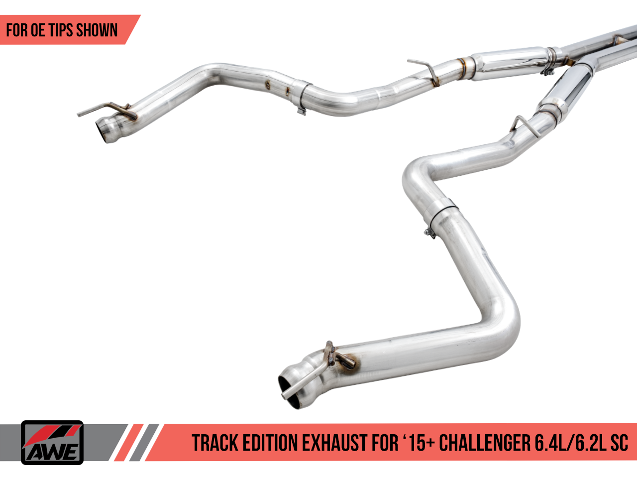 Track Edition Exhaust for 15+ Challenger 6.4 / 6.2 SC - Stock Tips