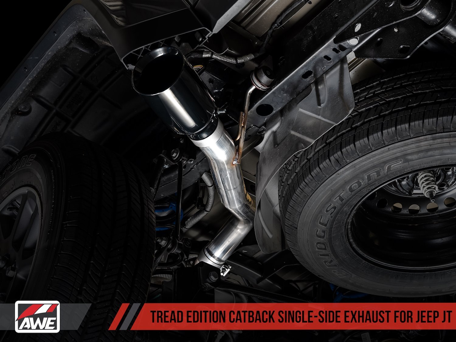 Tread Edition Catback Single-Side Exhaust for Jeep JT 3.6L - Diamond Black Tip