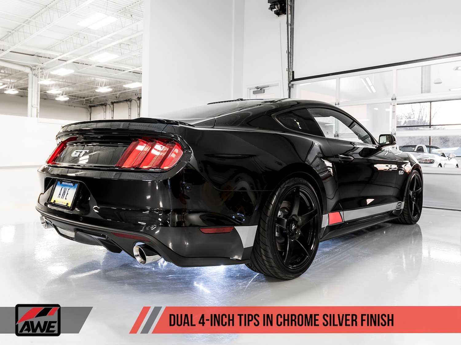 Touring Catback Exhaust for S550 Mustang GT - Dual Tip - Chrome Silver Tips