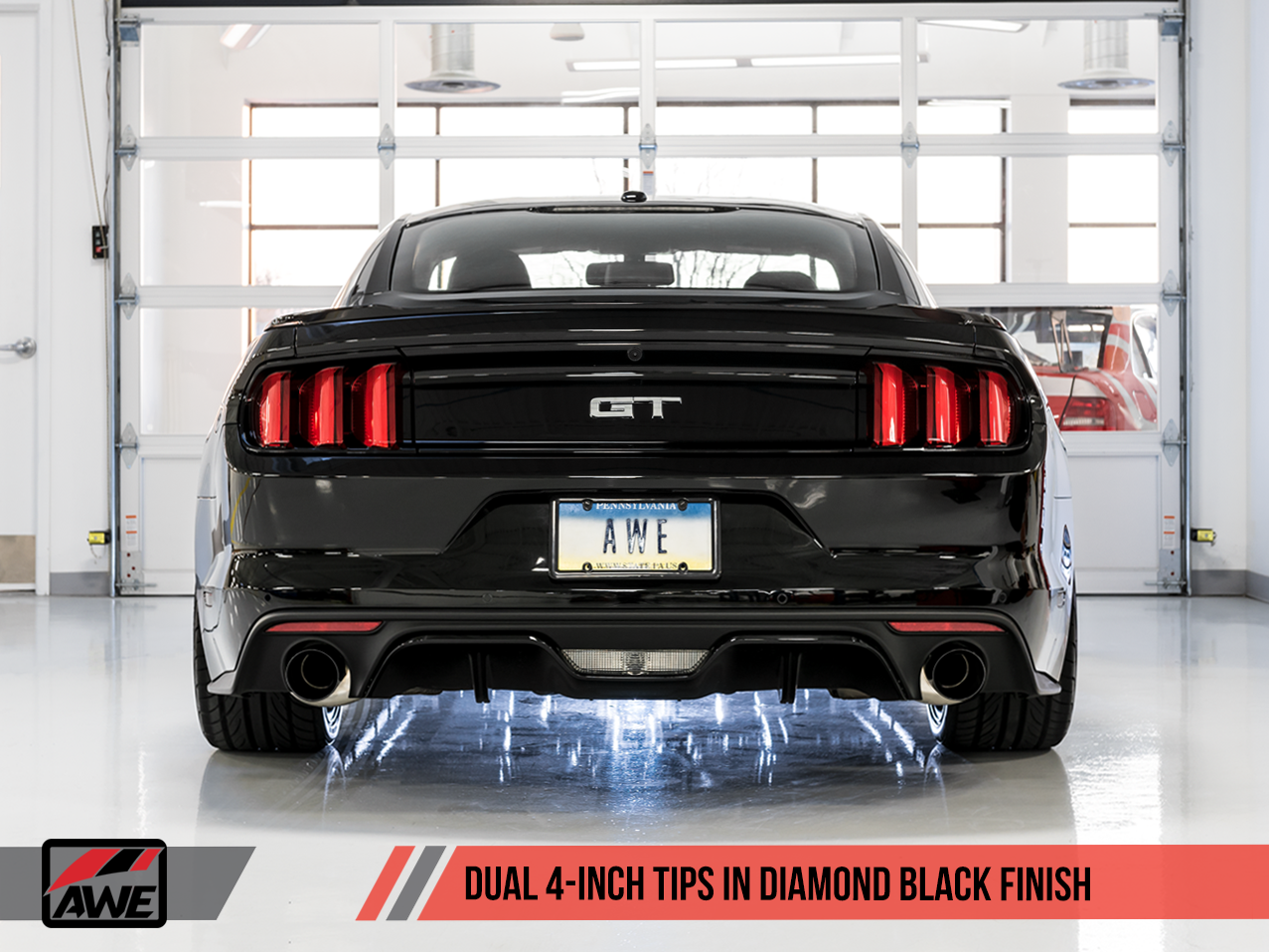 AWE Touring Edition Cat-back Exhaust for S550 Mustang GT - Dual Tip - Diamond Black Tips