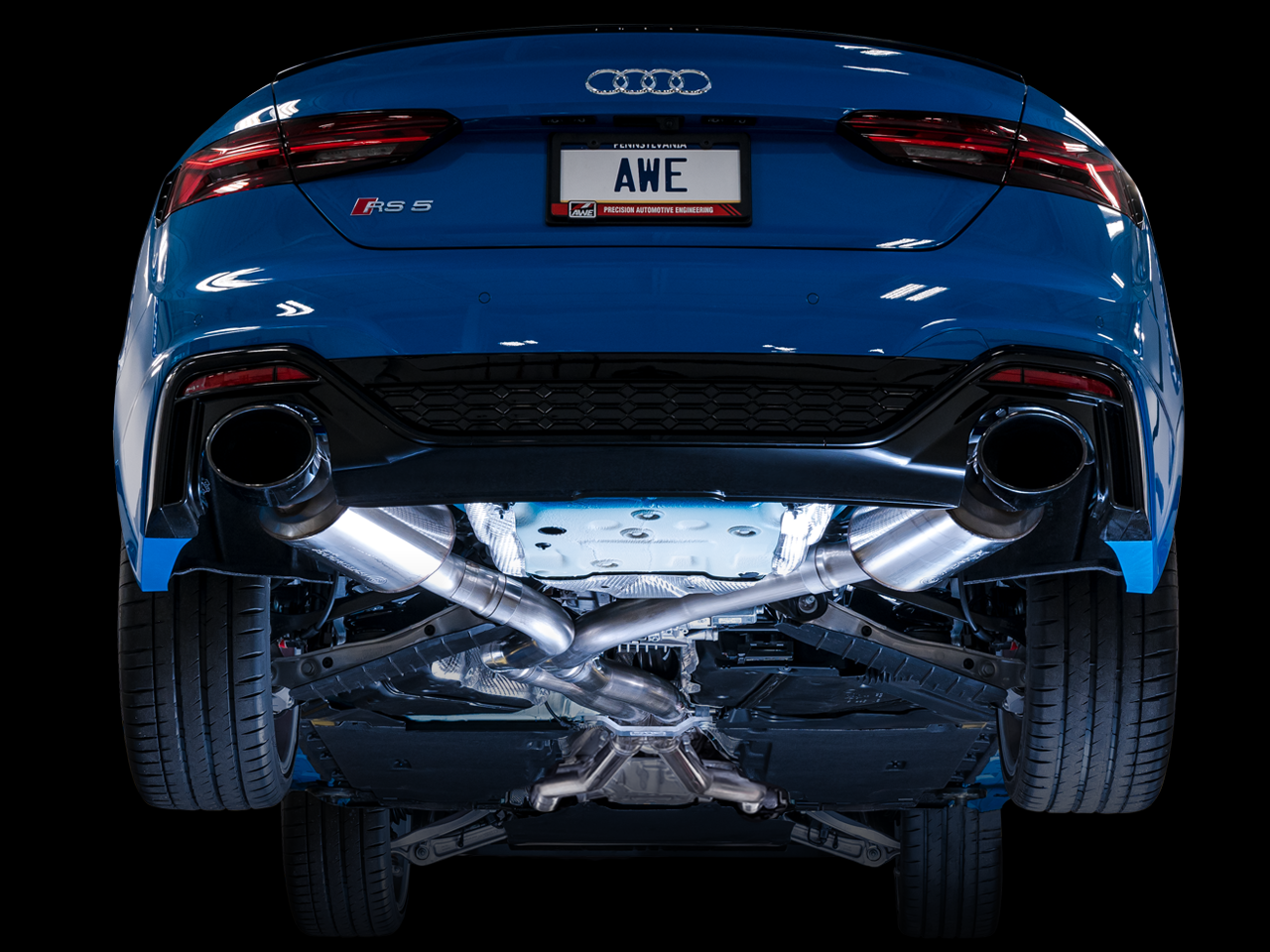 AWE Touring Edition Exhaust for Audi B9.5 RS 5 Sportback - Non-Resonated - Diamond Black RS-style Tips