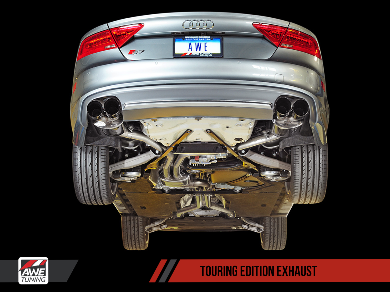 AWE Touring Edition Exhaust for Audi C7 S7 4.0T - Diamond Black Tips