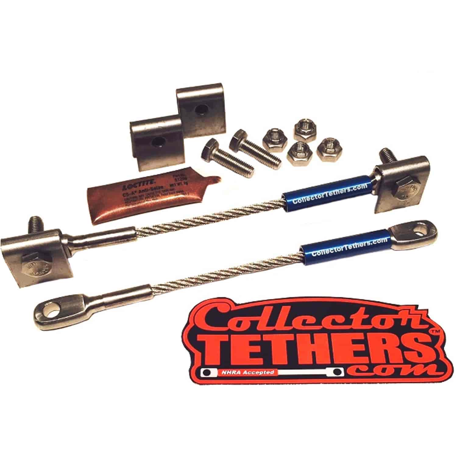 Weld On Collector Tether Kit Stainless Steel Brackets with Blue Marking Sleeve