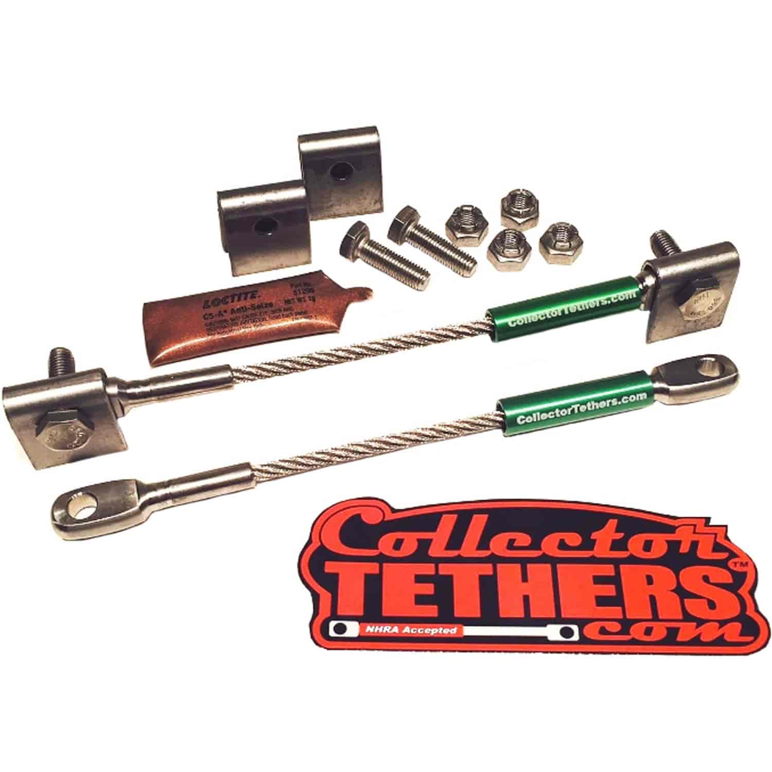 Weld On Collector Tether Kit Mild Steel Brackets with Green Marking Sleeve