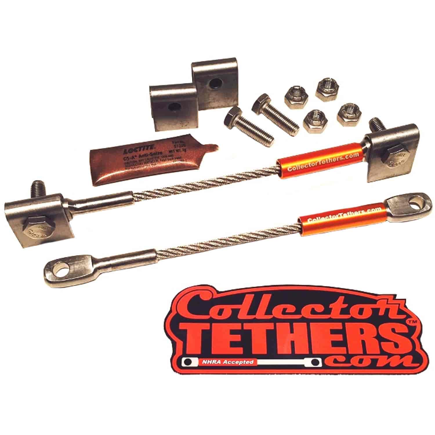 Weld On Collector Tether Kit Stainless Steel Brackets with Orange Marking Sleeve