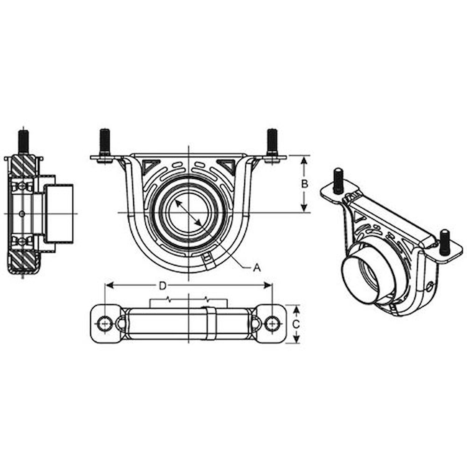 Center Support Bearing ID (A) = 1.574"