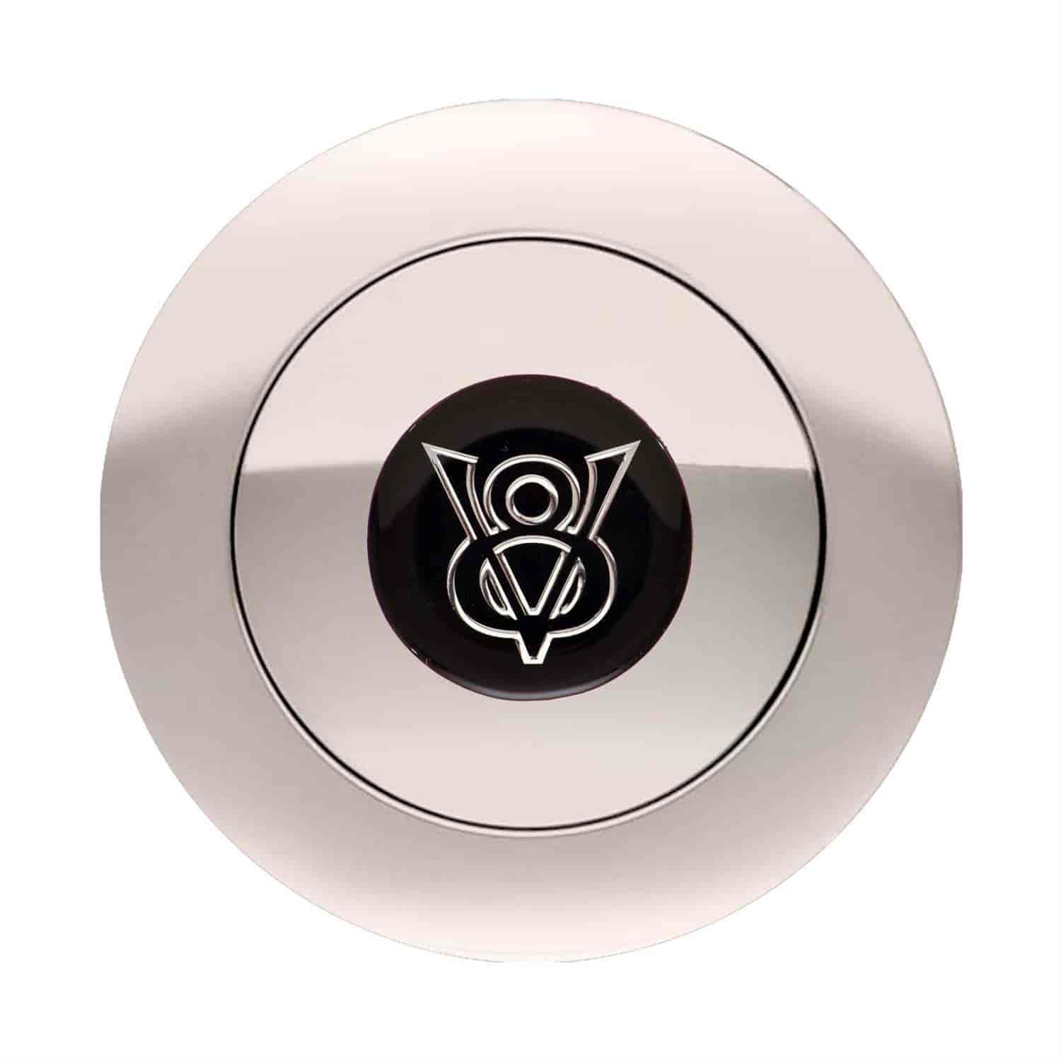 V8 Logo Large Diameter Covers Bolt Pattern Horn Button Billet w/Color Emblem