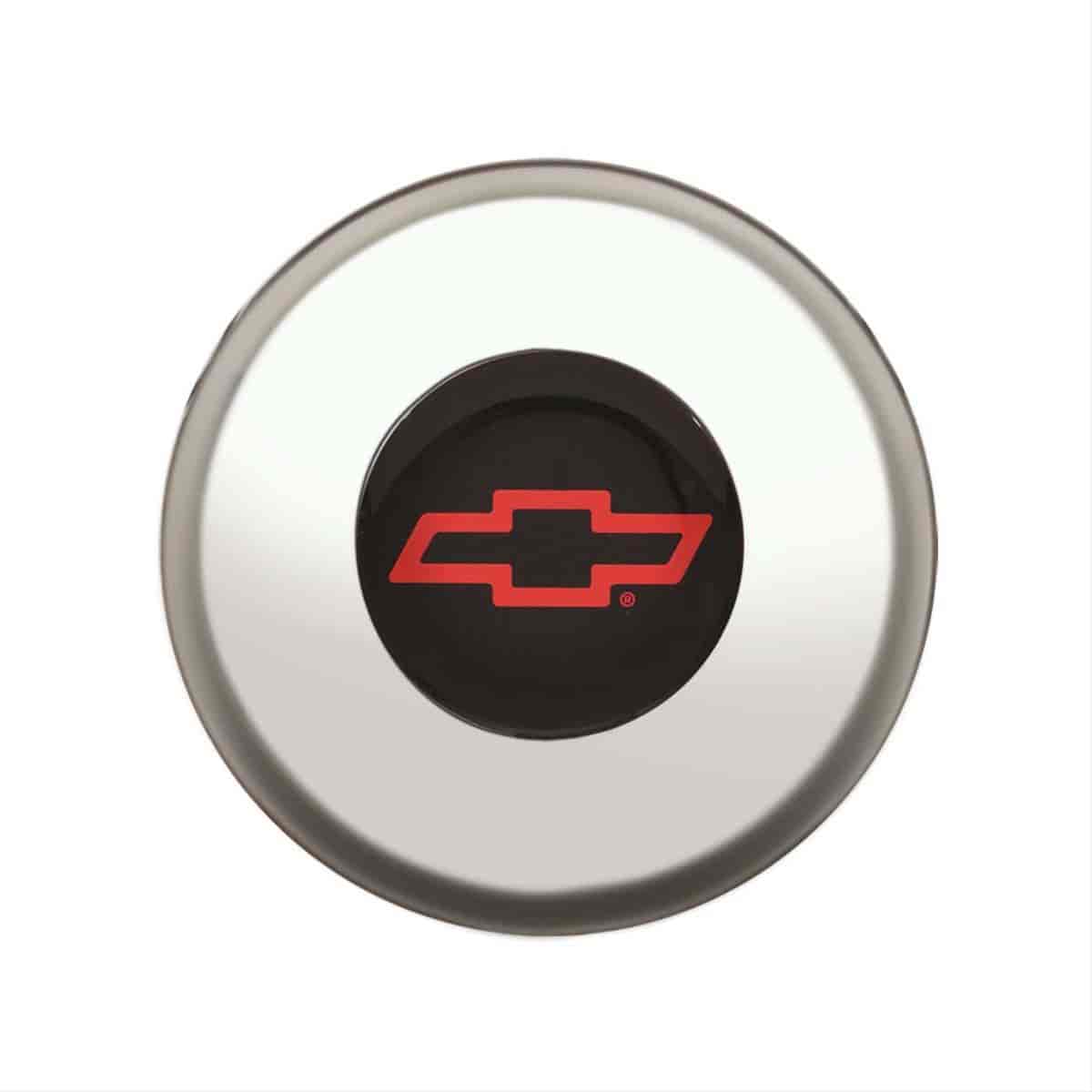 GT3 Gasser/Euro Style Horn Button Chevy Bowtie Colored Smooth Style Polished with Black Center