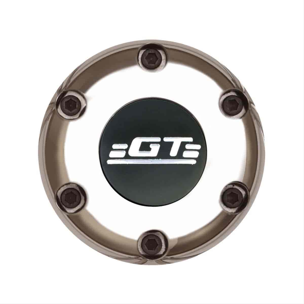 GT3 Gasser/Euro Style Horn Button GT Logo Colored 6-Hole Style Style Polished with Black Center