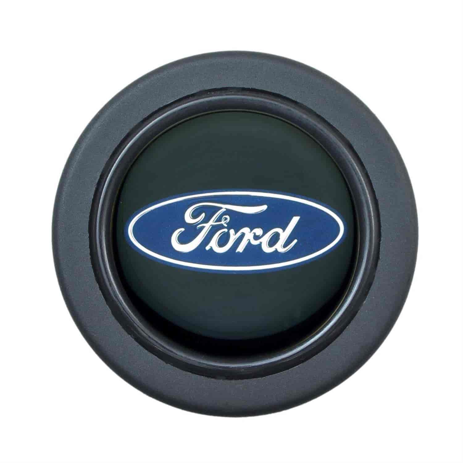 Euro Horn Button Ford Blue Oval - Black Anodized