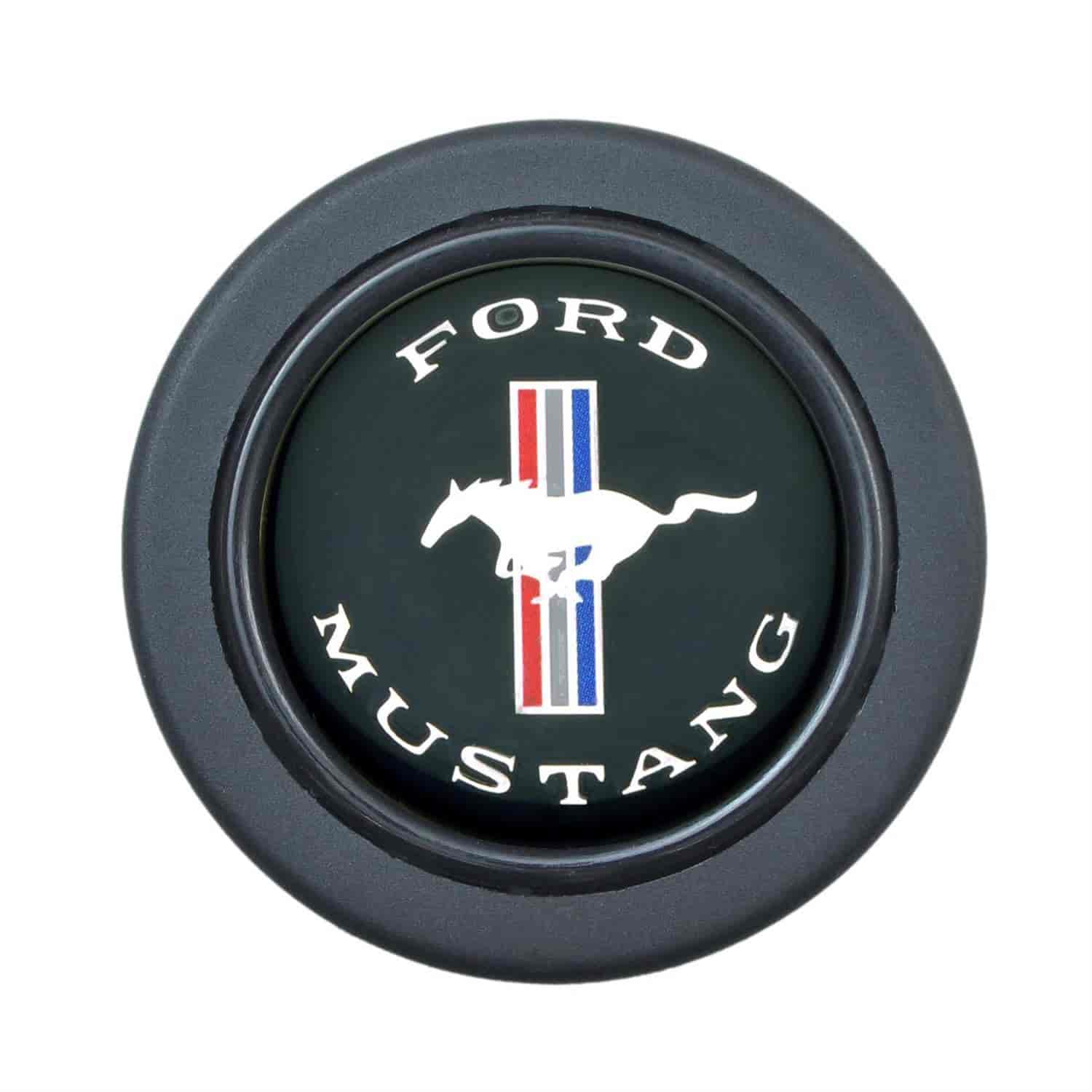 Euro Horn Button Mustang Logo - Black Anodized