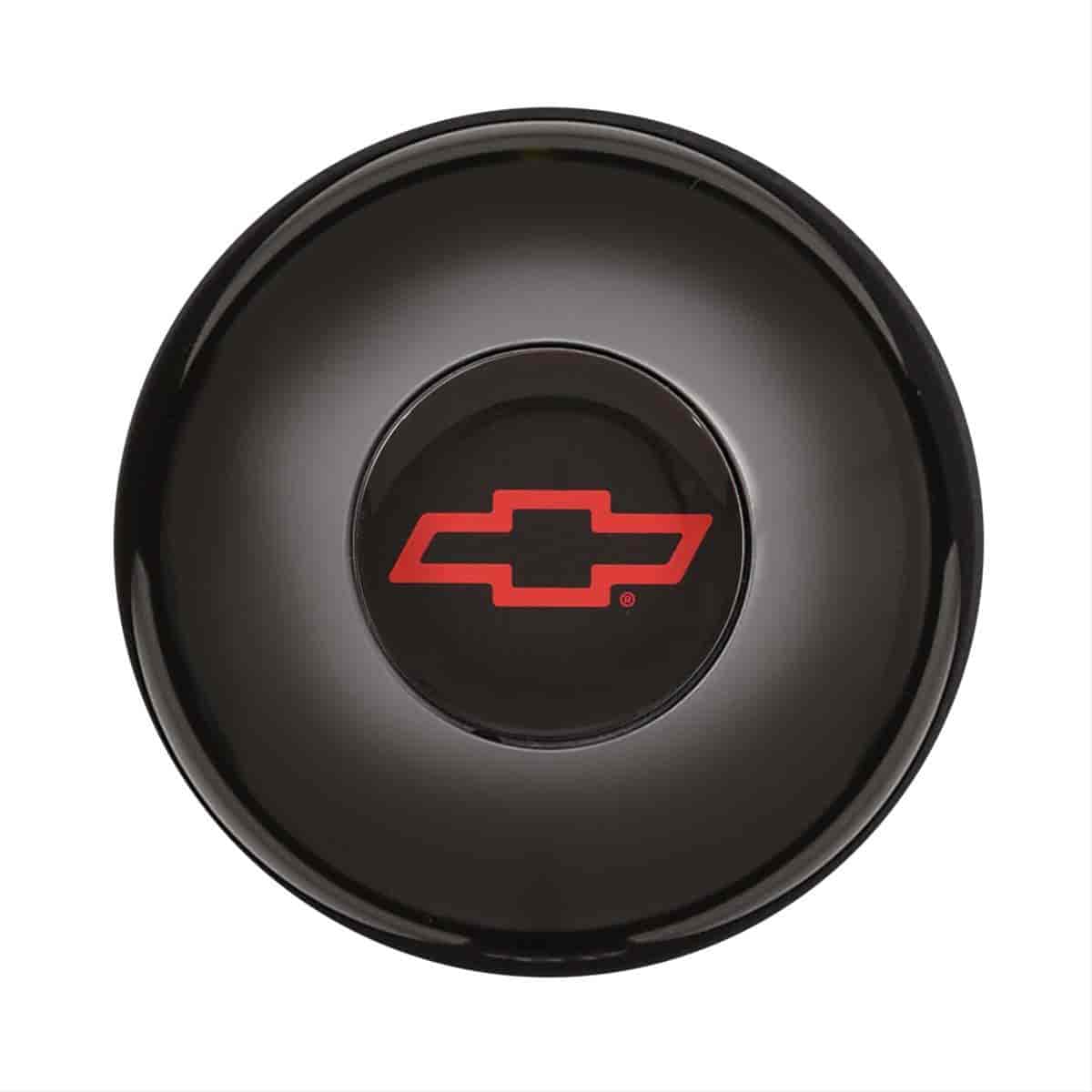 GT3 Gasser/Euro Style Horn Button Chevy Bowtie Colored Smooth Style Black Anodized