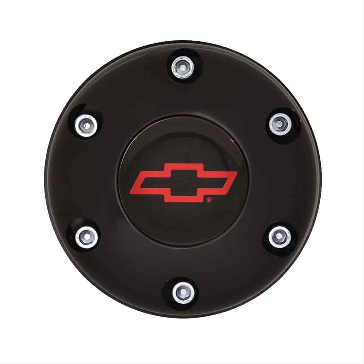 GT3 Gasser/Euro Style Horn Button Chevy Bowtie Colored 6-Hole Style Black Anodized