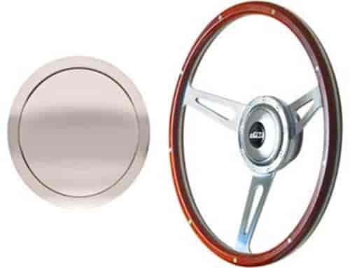 GT Cobra Style Wood Steering Wheel Kit (Plain Horn Button) 15"