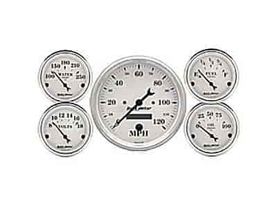 Old Tyme White 5-Gauge Kit 3-1/8" Electrical Speedometer (120 mph)