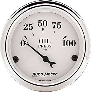 Old Tyme White Oil Pressure Gauge 2-1/16" Electrical