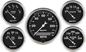 Old Tyme Black 5-Gauge Kit Includes: 3-1/8" Electrical Speedometer (120 mph)