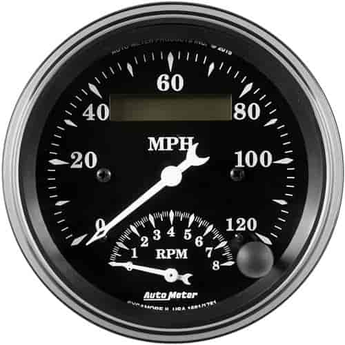 Old Tyme Black Speedometer/Tachometer 3-3/8