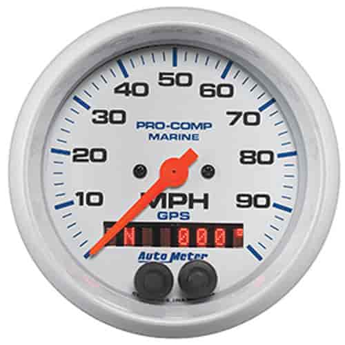 Pro-Comp White Phantom Marine Speedometer Diameter: 3-3/8"