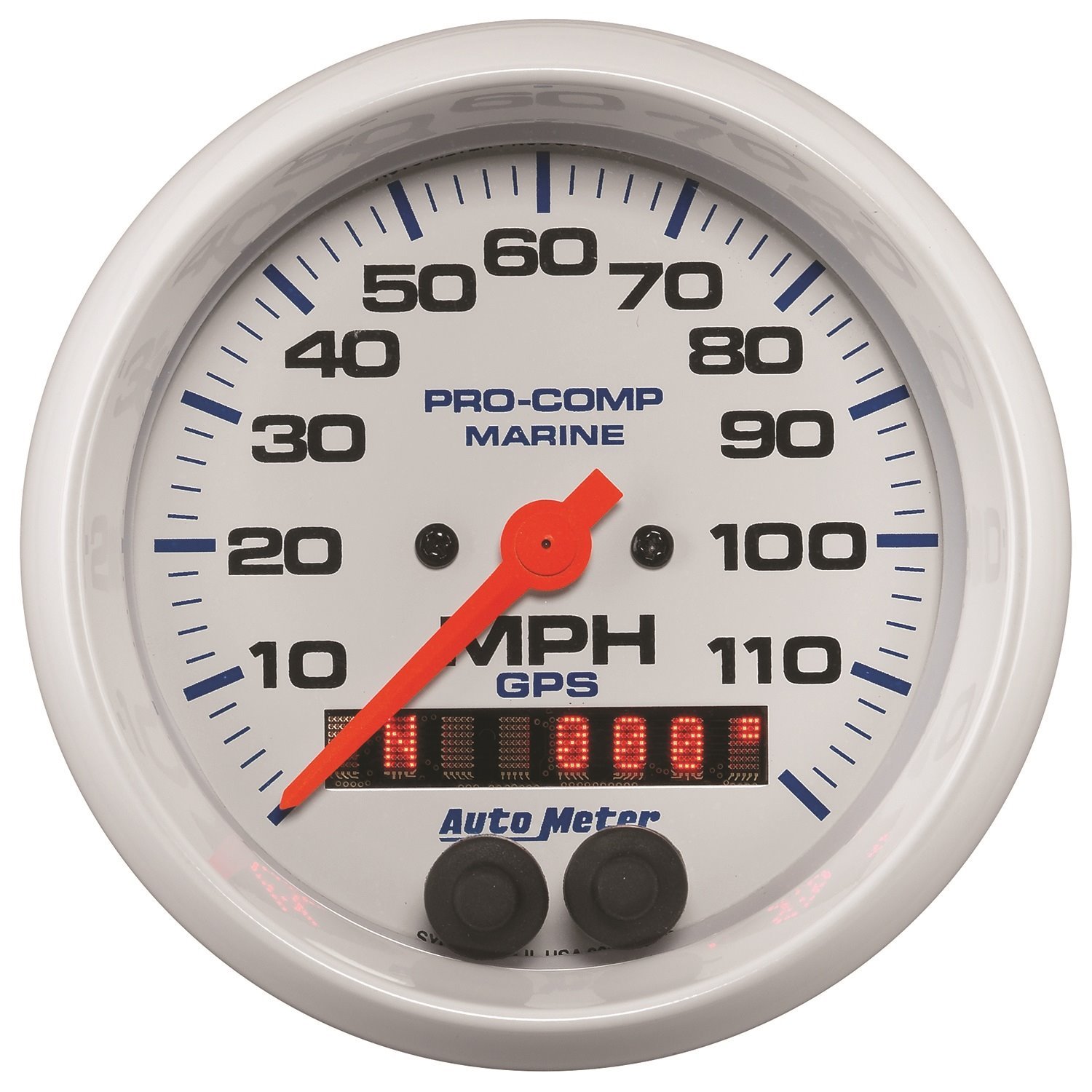 Pro-Comp White Phantom Marine Speedometer Diameter: 3-3/8