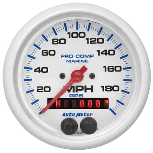Pro-Comp White Phantom Marine GPS Speedometer Diameter: 3-3/8"