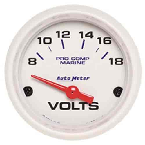 Pro-Comp White Phantom Marine Voltmeter Diameter: 2-1/16"