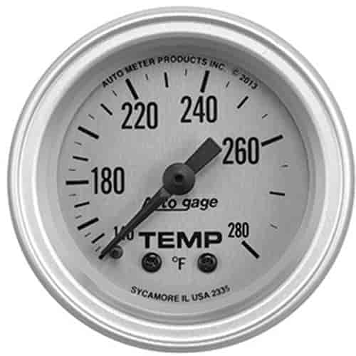 Auto Gage Silver Water Temperature Gauge 140°-280° F
