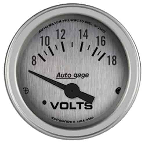 Auto Gage Silver Voltmeter 8-18 Volts