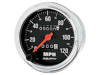 Traditional Chrome Speedometer 3-3/8" mechanical, in-dash mount