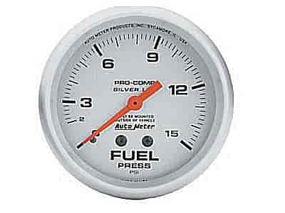 Silver Fuel Pressure Gauge 2-5/8", liquid-filled