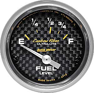 Carbon Fiber Fuel Level Gauge Fits most pre-1989 Ford vehicles and most Chrysler vehicles