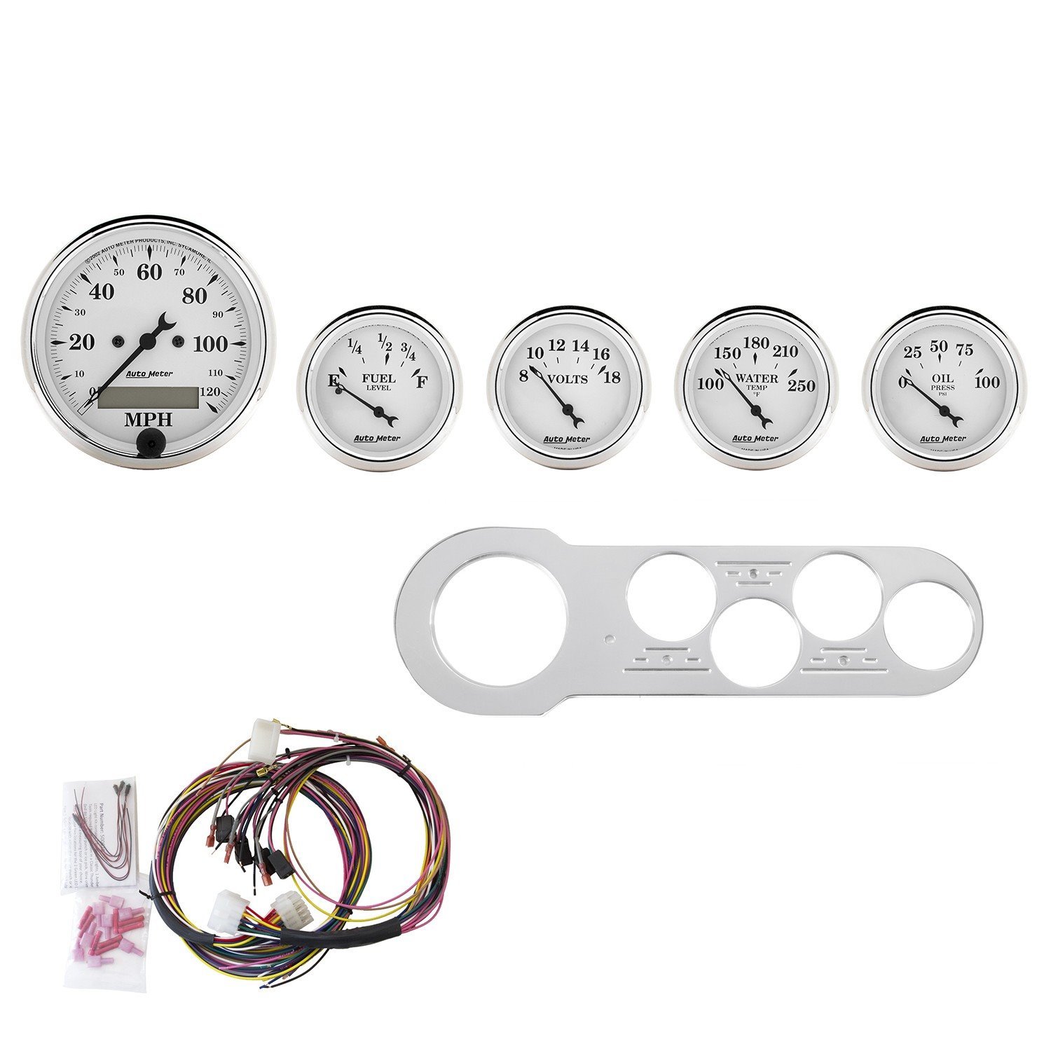 5-Gauge Direct-Fit Dash Kit 1953-1954 Chevy Car - Old Tyme White Series