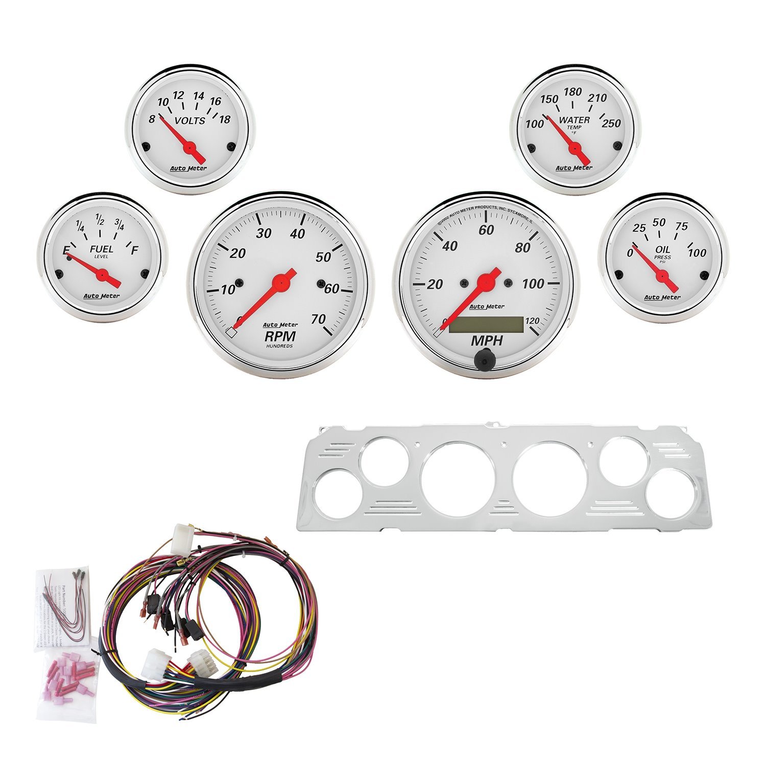 6-Gauge Direct-Fit Dash Kit 1964-1966 Chevy Truck - Arctic White Series - Polished Panel