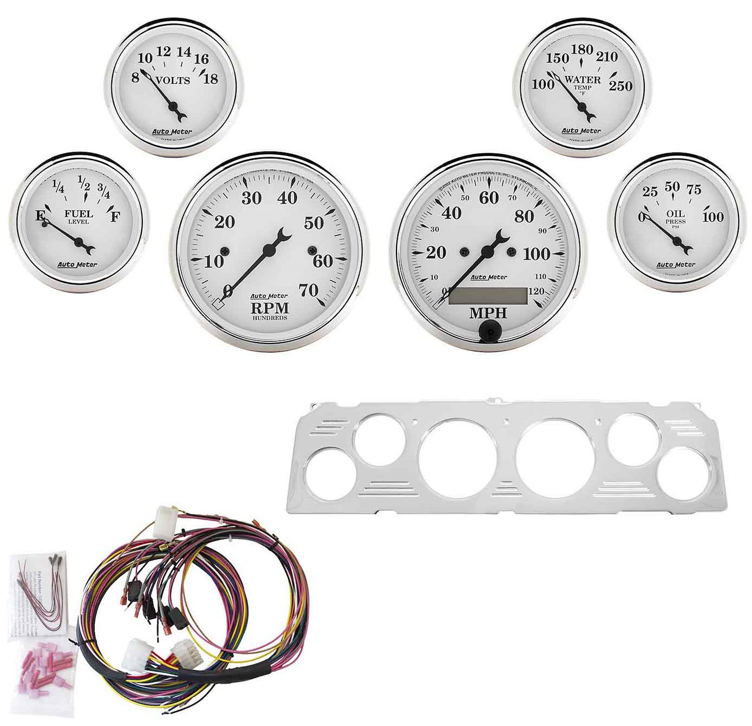 6-Gauge Direct-Fit Dash Kit 1964-1966 Chevy Truck - Old Tyme White Series - Polished Panel