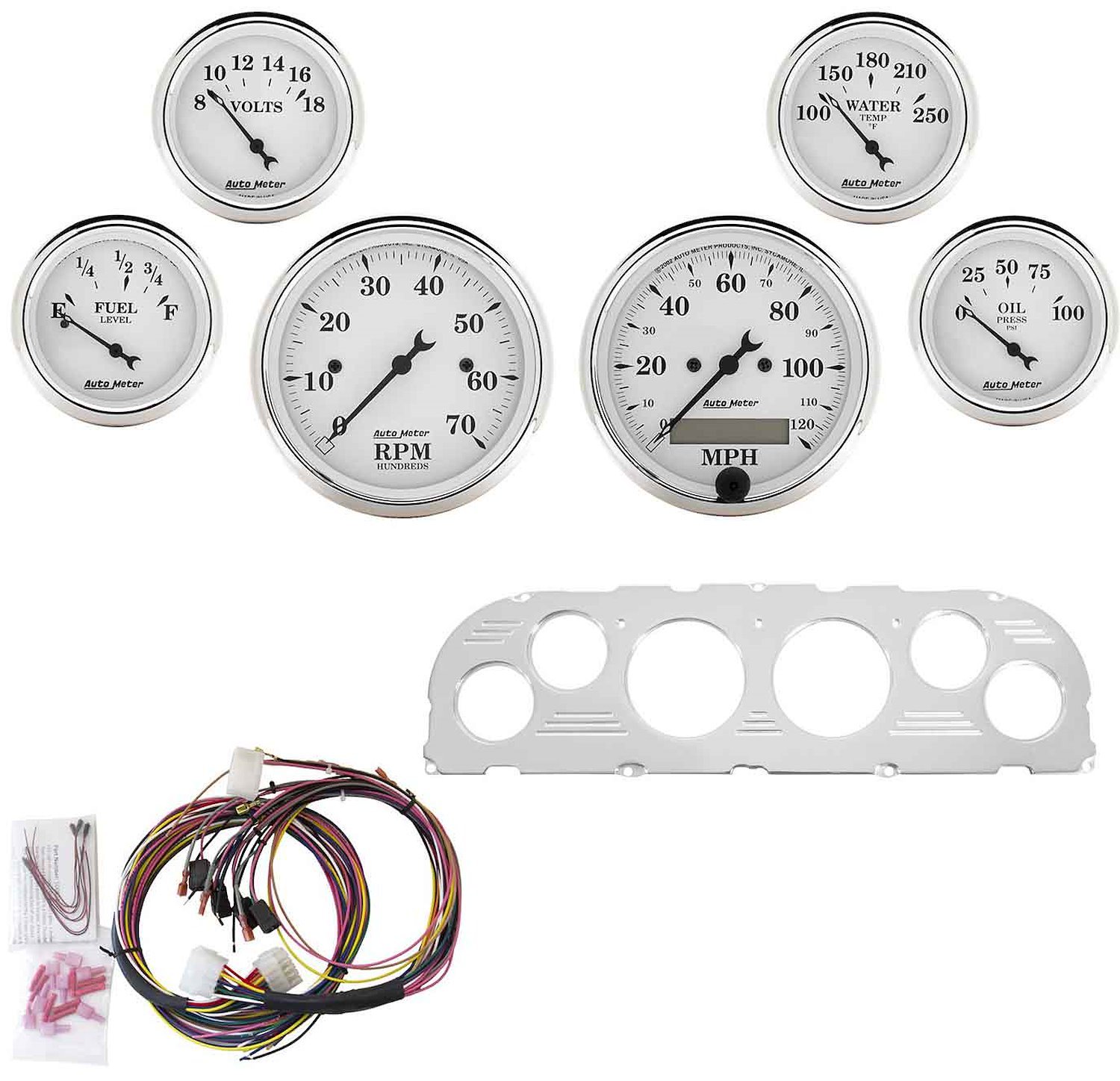 6-Gauge Direct-Fit Dash Kit 1960-1963 Chevy Truck - Old Tyme White Series - Polished Panel