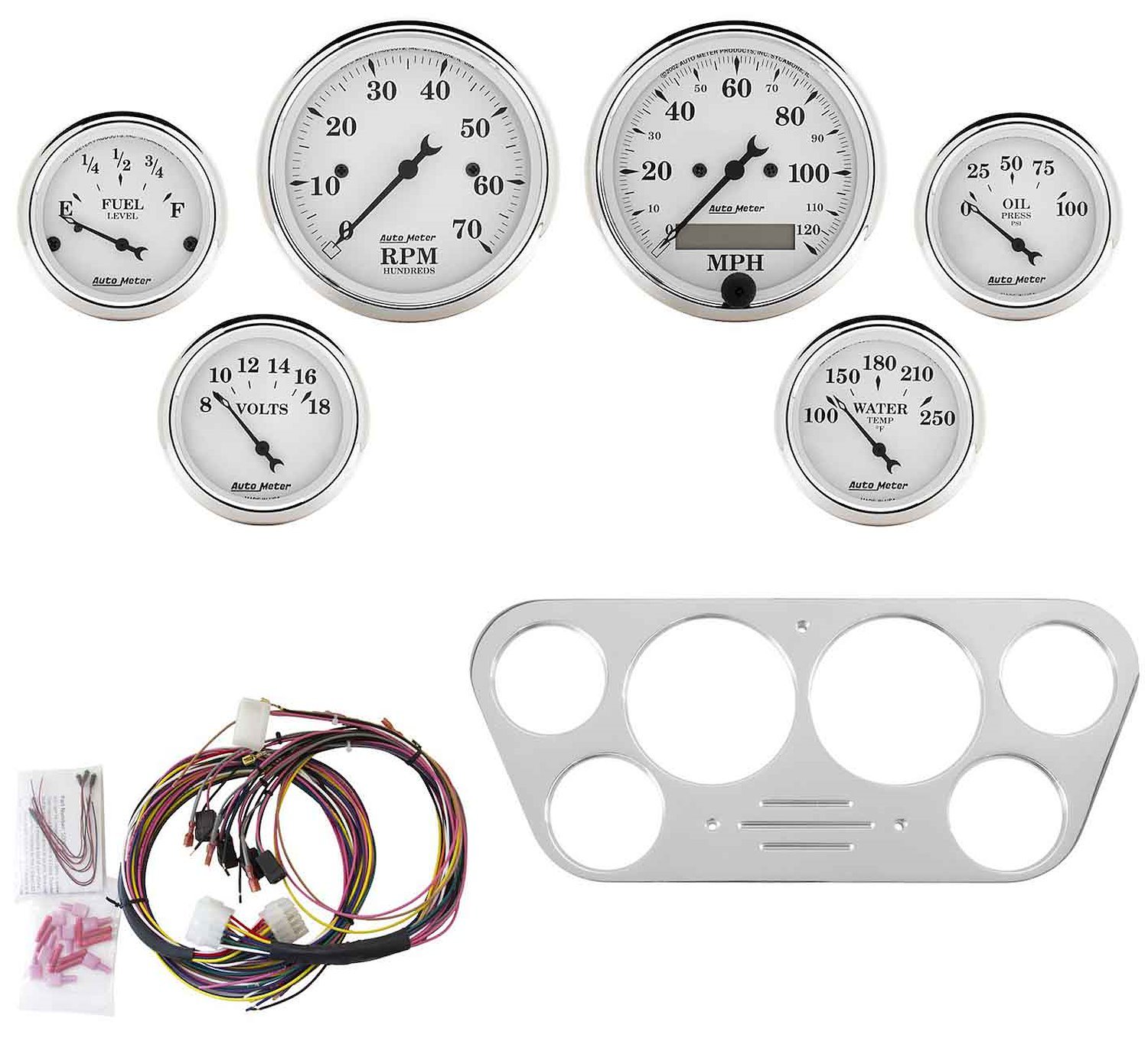 6-Gauge Direct-Fit Dash Kit 1953-1955 Ford Truck - Old Tyme White Series - Polished Panel