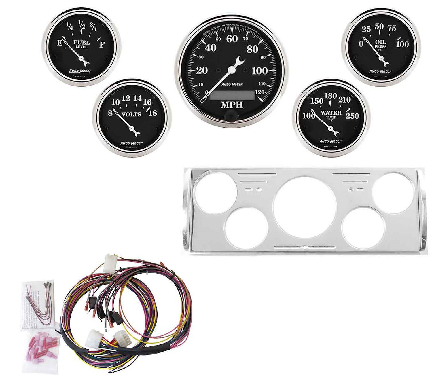 5-Gauge Direct-Fit Dash Kit 1940-1946 Chevy Truck - Old Tyme Black Series
