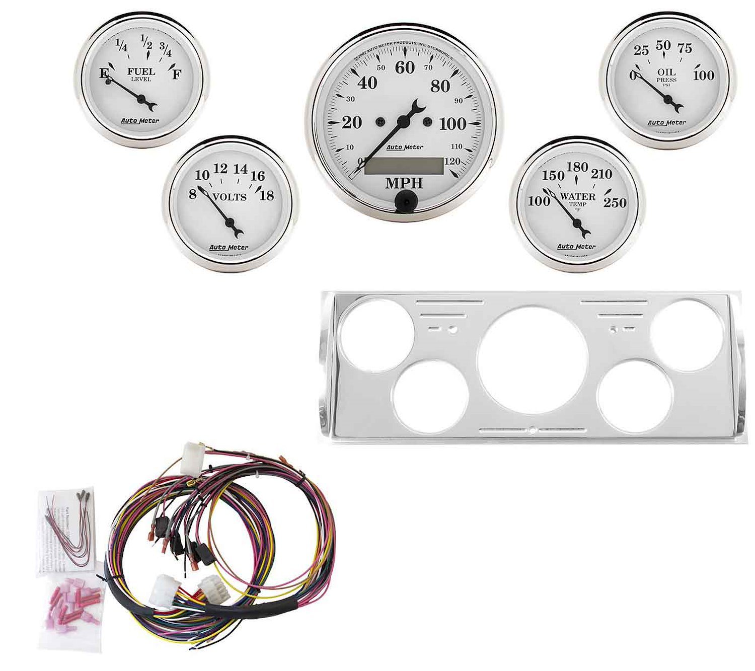 5-Gauge Direct-Fit Dash Kit 1940-1946 Chevy Truck - Old Tyme White Series