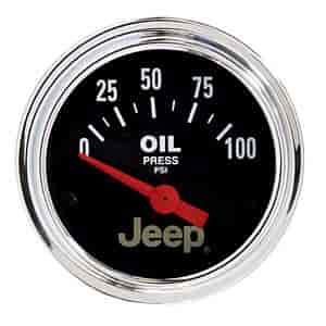 Officially Licensed Jeep Oil Pressure Gauge 2-1/16" Electrical (Short Sweep)