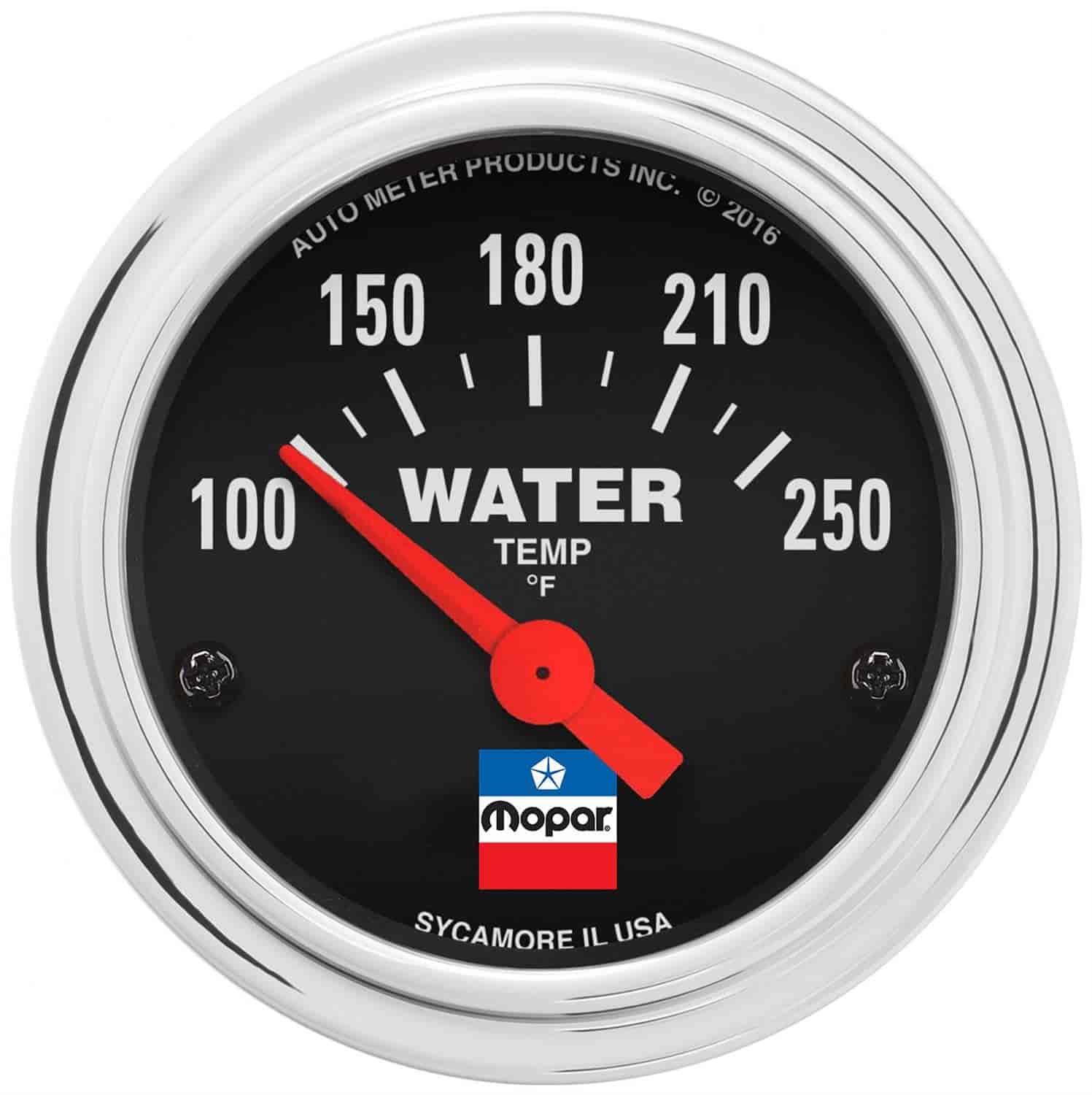 Officially-Licensed Mopar Classic Water Temperature Gauge 2 1/16 in. Electrical (Short Sweep) - 100-250 Degrees F
