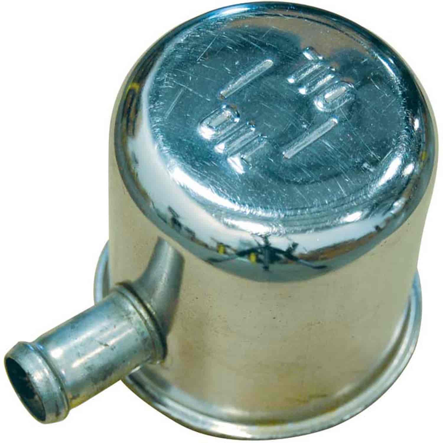 Tall Oil Filler Breather Cap for 1968-1969 Mopar in Chrome with 1 Hose Outlet