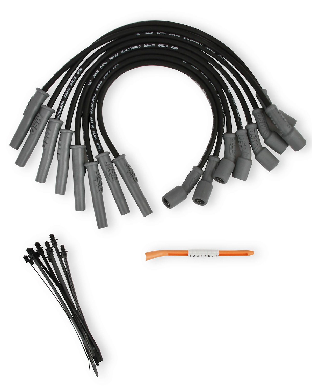 8.5mm BLACK SPRIAL CORE Universal Spark Plug Wires 90 degree Boots POINTS femal
