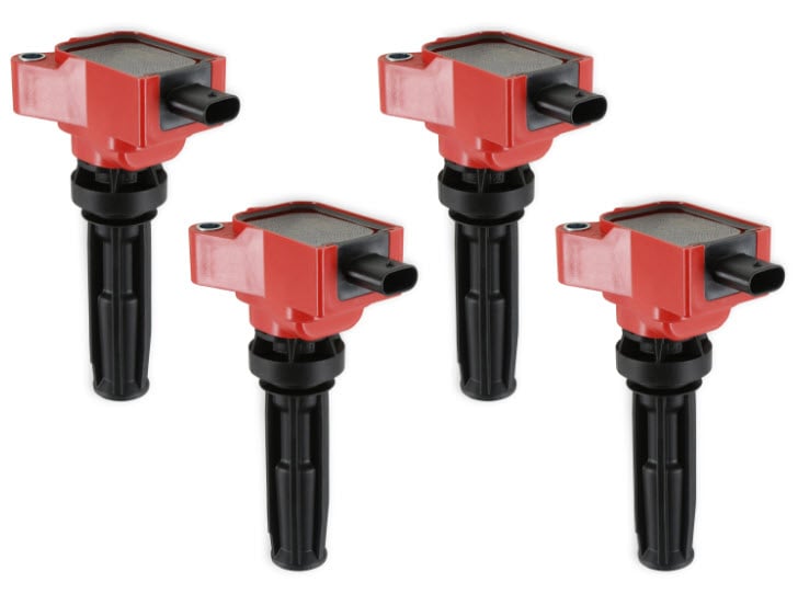 825964 Direct Replacement Ignition Coil Set Fits Gen 6 Ford Bronco w/2.0 Ecoboost Engine (Red)