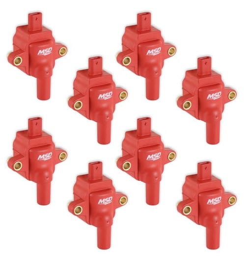 82838 Direct Replacement Ignition Coil Set for Select Ford F-250, F-350 Trucks w/7.3L Godzilla Engine (Red)