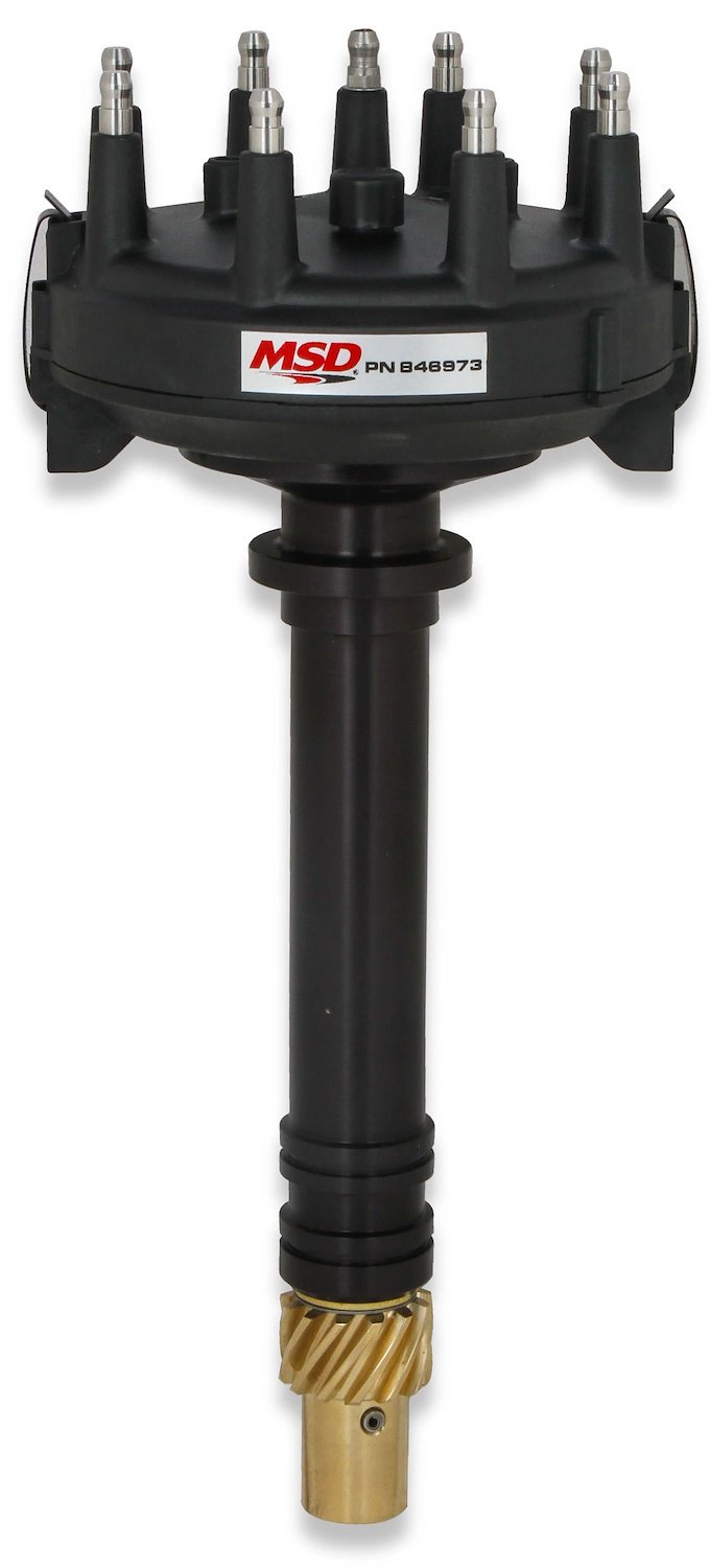 Low Profile Crank Trigger Distributor Chevy Small Block & Big Block V8, Black Cap