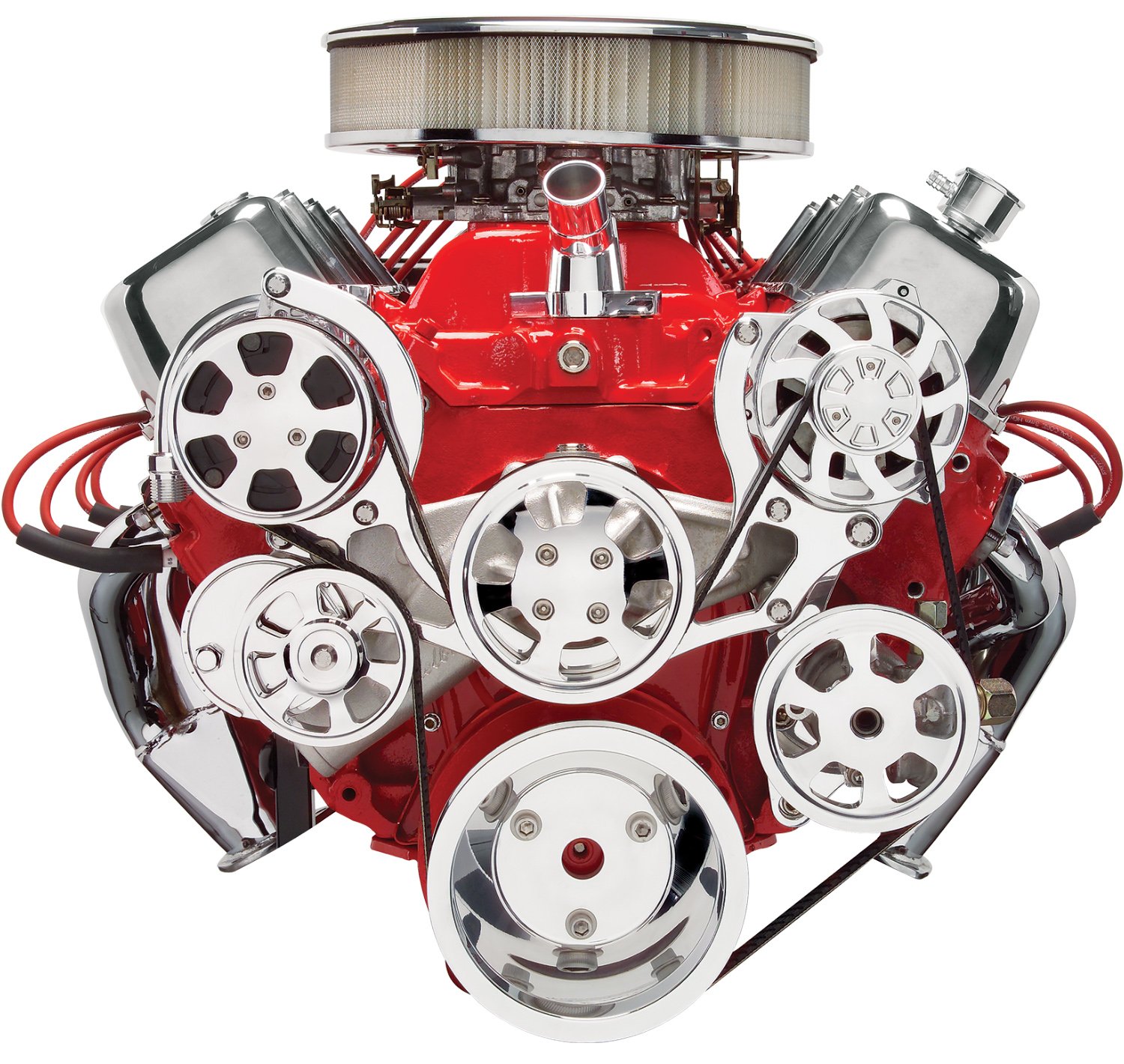 Premium Tru Trac Serpentine System Big Block Chevy with Power Steering, with A/C - Polished Finish