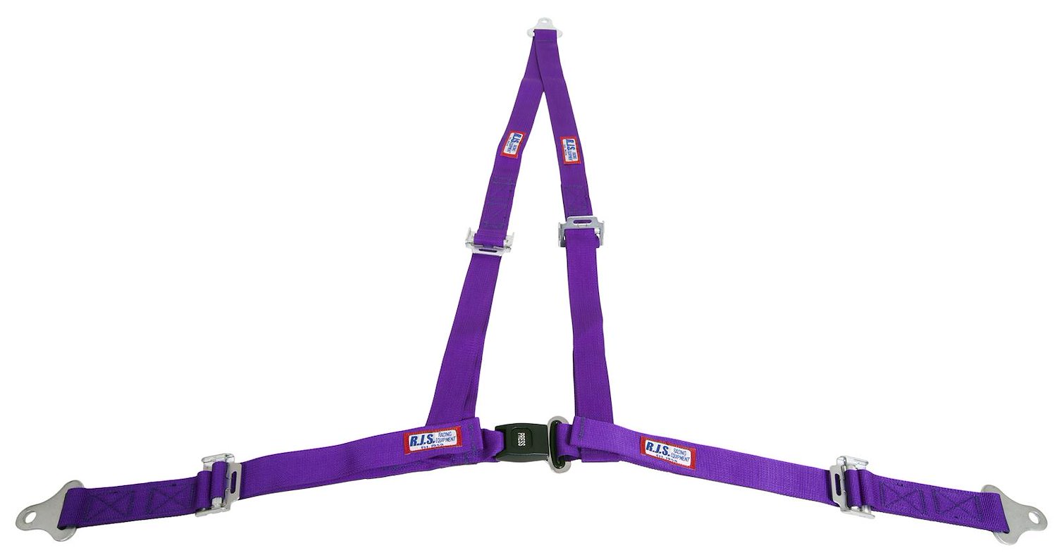 NON-SFI B&T HARNESS 2 PULL UP Lap Belt BOLT 2 S. H. Individual ROLL BAR Mount WRAP/BOLT w/STERNUM STRAP PURPLE