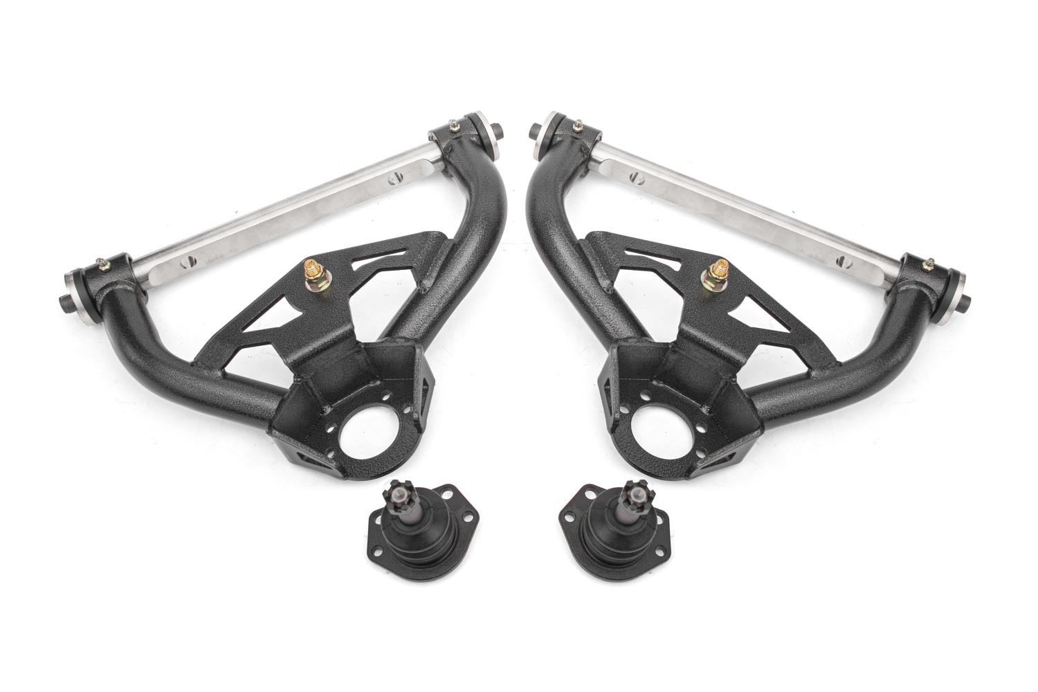 AAU461H Upper Control Arms w/Delrin Bushings & Std. Ball Joints for Select 1978-1987 GM Cars (Black Hammertone)